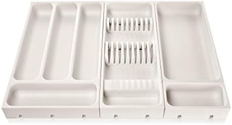 Flexispace 899430 Mutfak Gereçleri İçin Çekmece Düzenleyici, Plastik, Beyaz, 37 x 22 x 4,5 cm