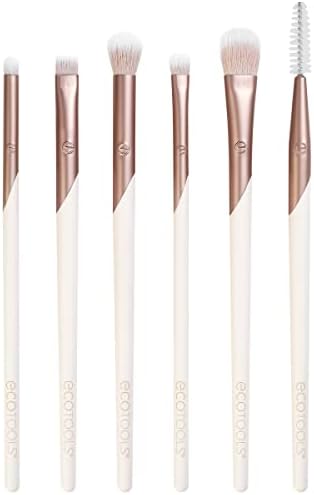 EcoTools Luxe Zarif Göz Makyajı Fırça Seti, Göz Farı, Eyeliner ve Kaş Makyajı İçin, Profesyonel Göz Fırçası Seti, Çevre Dostu Makyaj Araçları, Sentetik Kıllar, Zulüm Ücretsiz ve Vegan, 6 Parça Set - Görsel 2