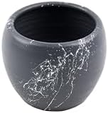 Alternative view of MERMER EFEKTLİ GRİ ÜZERİ BEYAZ TOPRAK SAKSI -15 CM