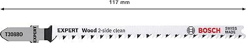 Professional 3x EXPERT ‘Wood 2-side clean’ T 308 BO Dekupaj Testere Bıçakları (Sert ahşap mobilya levhası, Kontrplak, Uzunluk 117 mm, Aksesuar Dekupaj Testeresi) - Görsel 2