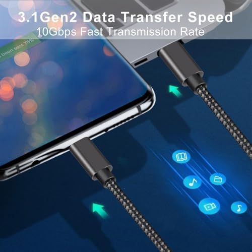 Alternative view of 100W Type-C to Type-C USB 3.1 Gen2 10 Gbps 4k@60hz Hızlı Şarj Data ve Görüntü Aktarım Kablosu Örgülü GN (50 cm)
