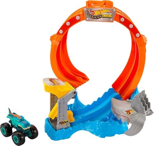 oyuncak Trucks Köpekbalığı Oyun Seti, 1:64 ölçekli -Wrex araç, çemberin içinden geçerek düşmanı yenme, JFR08 - Görsel 3