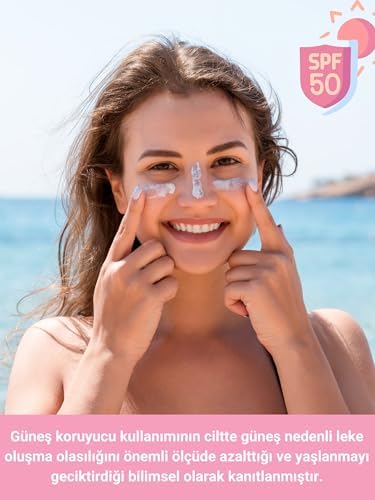 The Vivia Ton Eşitleyici ve Aydınlatıcı, Leke Karşıtı, Yüksek Koruyucu SPF50+ Pembe Renkli Güneş Kremi, 50 ml - Görsel 3