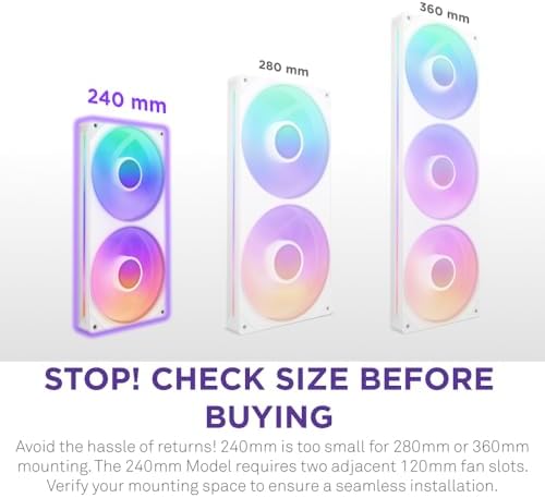 Alternative view of NZXT F240 RGB Core Tek Çerçeve Fan Ünitesi, 240mm, 2x 120mm RGB Fan Dahil, Hız ve Aydınlatma Kontrolü, Yüksek Statik Basınç ve Hava Akışı, 8 aRGB LED, Beyaz