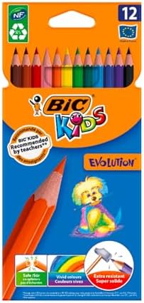 BIC Kids Kuru Boya Kalemi, 12'li Kutu, Kıymık Oluşturmaz, Çiğnemeye Karşı Dayanıklı, Kolay Açılır