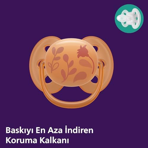 Ultra Soft Emzik, Kız Bebekler için 6‑18 Ay, 2’li Paket, Ortodontik Silikon, FlexiFit Kalkanlı, Ultra Yumuşak, BPA İçermez, Taşıma Kutulu, SCF091/18