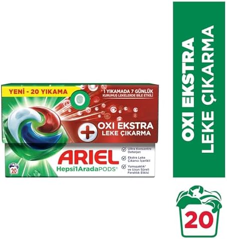 Hepsi1Arada PODS Oxi Extra Leke Çıkarma Kapsül Çamaşır Deterjanı Beyazlar ve Renkliler 20 Yıkama - Görsel 2