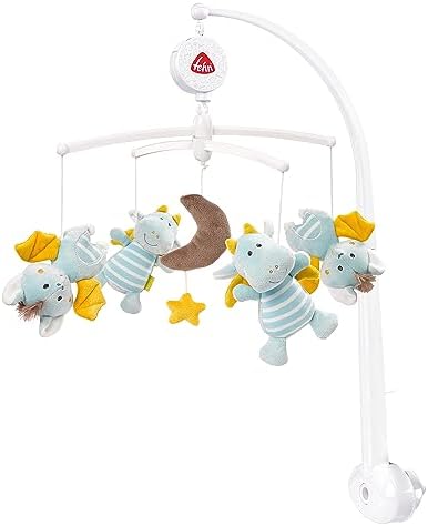 Fehn Müzik Mobil Küçük Kale - Sevimli Hayvanlarla Bebek Uyku Yardımı - Bebek Mobil Müzik Kutusu Melodi - 0-5 Ay arası Bebekler için Bebek Yatağı Oyuncak