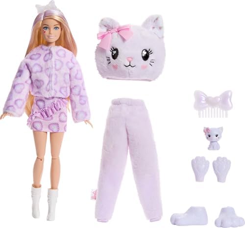 Alternative view of Cutie Reveal bebek ve aksesuarları, Yumuşak Dostlar Serisi kedicik, renk değişimi ve mini evcil hayvan dahil 10 sürpriz, JJP64