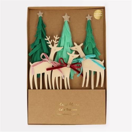 - Reindeer Cake Toppers - Ren Geyikleri Ailesi Pasta Süsü