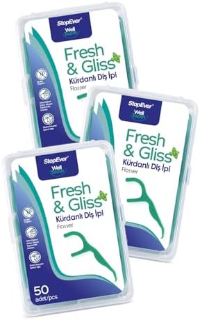 Alternative view of StopEver Fresh & Gliss Kürdanlı Diş İpi 3'lü Paket (150 Adet) | Nane Aromalı | Diş Arası Temizliği, Ağız Hijyeni ve Günlük Kullanım için İdeal | Plastik Kutulu ve Taşıma Kılıflı Hediyeli