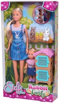105733667, Steffi Tavşan Ailesi, Steffi & Evi, Tavşan Kafesi Ve İki Tavşan Figürü Birlikte, 12Cm, 29Cm