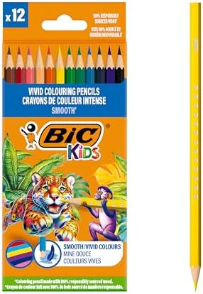 BIC Smooth Ahşap Kuru Boya Kalemi 12 Renk, Ahşap Kuru Boya,Altıgen Gövde, 5 Yaş Üzeri için İdeal, Canlı Renkler - Görsel 3