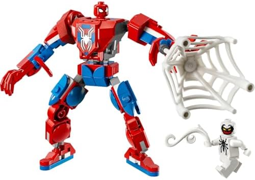 Örümcek Adam Robotu, Anti Venom’a Karşı 76308-6 yaş ve üzeri Çocuklar için İnşa Edilebilen Figür İçeren Oyuncak Yapım Seti, Doğum Günü Hediyesi (107 Parça)