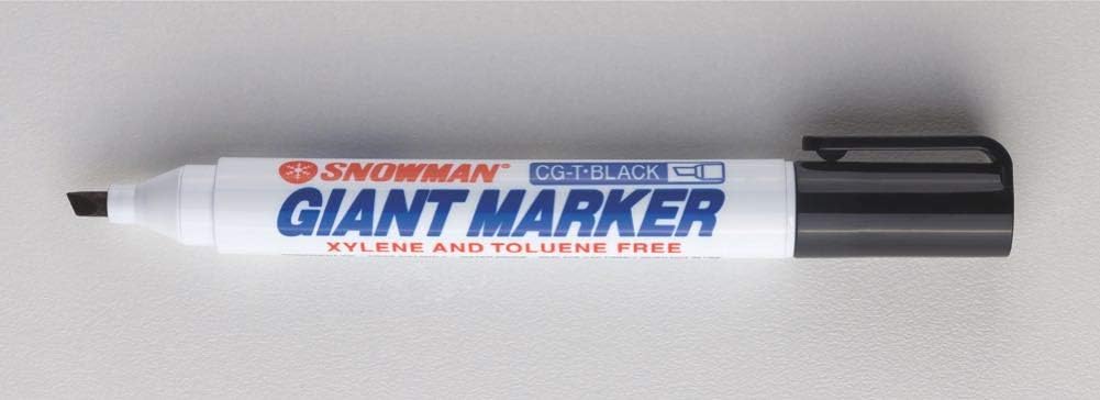 Snowman CG-12T S Kesik Uçlu Permanent Markör, Siyah