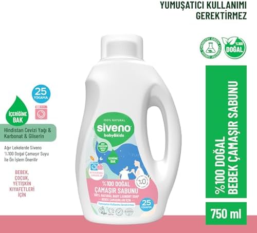 %100 Doğal Bebek Çamaşır Sabunu Kendinden Yumuşatıcılı Bitkisel Deterjan Konsantre Vegan 750 ml