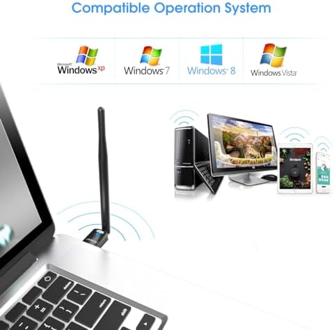 PC için USB WiFi adaptörü, masaüstü dongle Gain 6dBi anten desteği, masaüstü dizüstü bilgisayar desteği, Windows 10/8/7/XP/, MAC 10.6-10.11 ile uyumlu