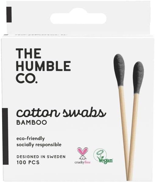 - Humble Brush Cotton Swabs - Black, bambu kulak çubuğu Siyah, Çevre dostu pamuklu kulak çubukları, plastik içermeyen ambalaj, doğal renkli pamuktan kulak çubukları