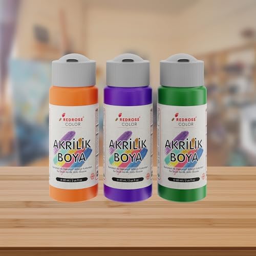Alternative view of Yeşil, Mor, Turuncu Akrilik Boya 3'lü Set 3x60 ml