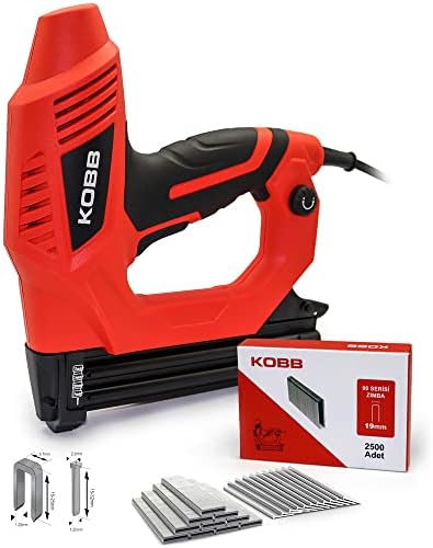 KBZ90 15-25mm Zımba ve 15-32mm Profesyonel Çivi Çakma Makinesi + 3000 adet Yedek Zımba ve Çivi, Kırmızı/Siyah - Görsel 3