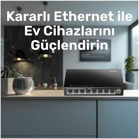 Cudy FS108 8-Port 10/100Mbps Metal Kasa Masaüstü Switch, Tak ve Çalıştır, Duvara Monte Edilebilir Tasarım, Fansız Sessiz Çalışma, Ev ve Ofis için Ethernet Çoklayıcı