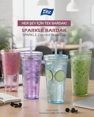 Sparkle Cam Şişe, 750 ml Kapasiteli, Mavi - Görsel 3