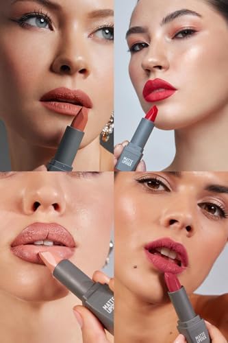Yoğun Renk Veren Uzun Süre Kalıcı Nemlendirici Kadifemsi Mat Ruj - Lipstick 424 Ruby Red