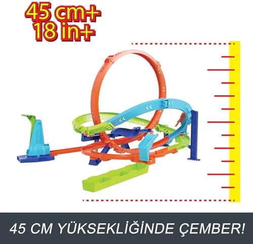 Bumerang Çemberli Yarış Pisti Bumerang Çemberli Yarış Pisti, 1:64 ölçekli oyuncak araba, kolayca saklanabilir HTK16
