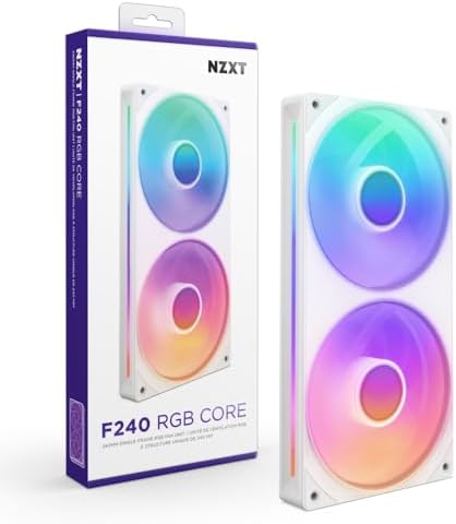 NZXT F240 RGB Core Tek Çerçeve Fan Ünitesi, 240mm, 2x 120mm RGB Fan Dahil, Hız ve Aydınlatma Kontrolü, Yüksek Statik Basınç ve Hava Akışı, 8 aRGB LED, Beyaz