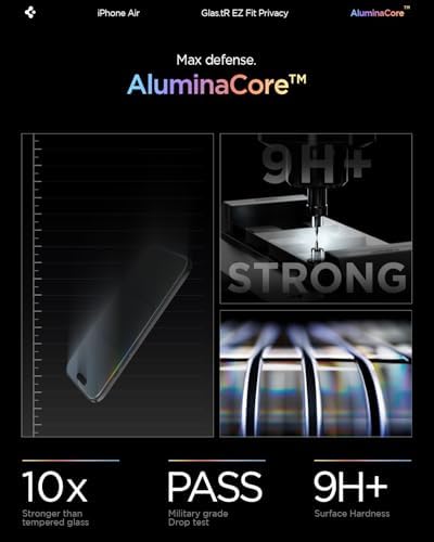 Air ile Uyumlu Hayalet Cam Ekran Koruyucu AluminaCore™ iyonlaştırılmış Güçlendirilmiş Cam Teknolojisi Kolay Kurulum GLAS.tR EZ Fit Privacy HD (2 Adet) - AGL09862 - Görsel 3