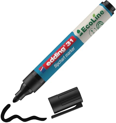 Edding Flipchartmarker 31 EcoLine, yeniden doldurulabilir, 1,5 – 3 mm, siyah - Görsel 3