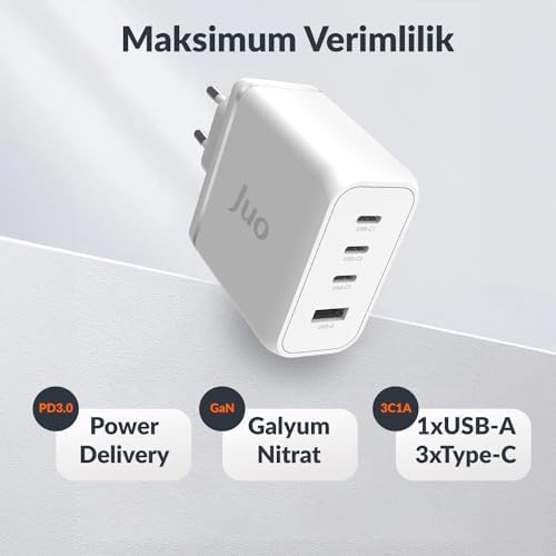 100W 4 Portlu USB-C + USB-A GaN Şarj Aleti & & Notebook Uyumlu PD Type-C Hızlı Şarj Cihazı Beyaz