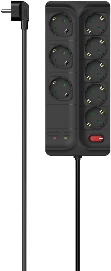 8'li Akım Korumalı Priz,1.5M,Siyah