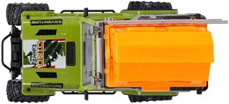 Dickie, 203834011, Dino Camper, Serbest Tekerlekli Jeep, Işıklı, Sesli, Açılır Kapılar, Yumuşak Lastikler, Merdivenli Kamp Tavanı, Figür, 2 Dinozor, 23 Cm