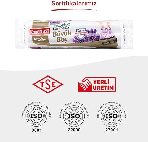Alternative view of Lavanta Kokulu Büyük Boy Büzgülü Çöp Poşeti 10'lu 65x70 cm, Kolay Bağlanır Kokulu Büzgülü Büyük Boy Çöp Torbası, Sızdırmaz, Yırtılmaz, Geri Dönüştürülebilir Torba, Ekstra Güçlü Çöp Poşeti