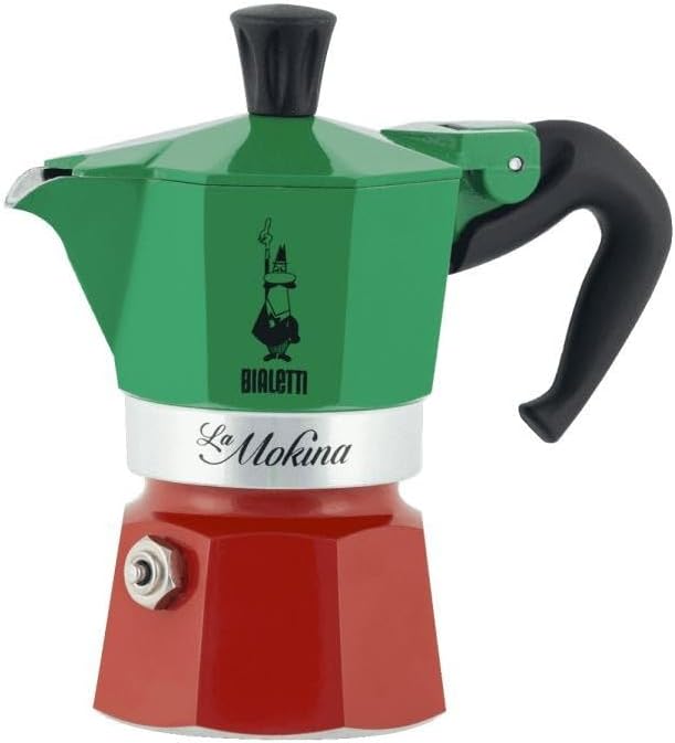 - Italia: 1 Cup Ocak Üstü Espresso Pişirici - 40ml - Karma Renk - Alüminyum Gövde - Patentli Güvenlik Valfi - Tüm Ocak Türleri İçin Uygundur (İndüksiyon Hariç)