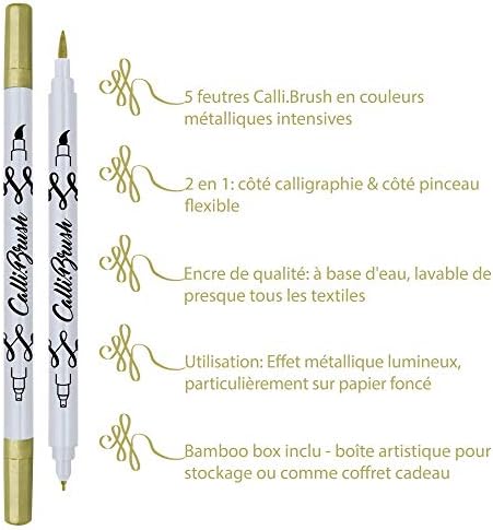 Alternative view of Online Calli.Brush Kalem Set 5 pcs. Metallic