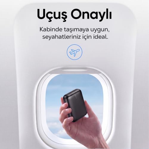 Alternative view of 10000mAh 22.5W USB-A + USB-C Powerbank Taşınabilir Hızlı Şarj Cihazı Siyah