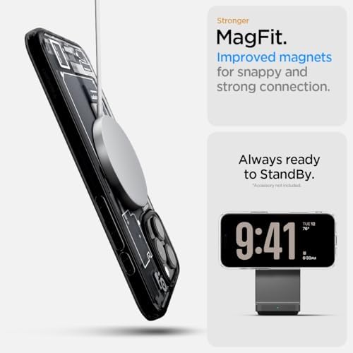 16 Pro Max ile Uyumlu ince MagSafe Kılıf Ultra Hybrid Sararmaya Dayanıklı DuraClear™ Hava Kanalı Teknolojisi™ Askeri Sınıf Koruma MagFit Zero One Tasarım Kapak - ACS08004