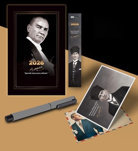 Alternative view of 2026 Gazi Paşa Atatürk Ajandası Ayraç Kartpostal Kalem - Gri