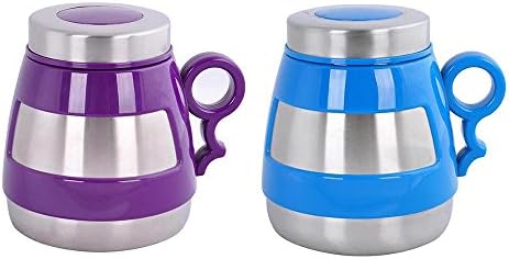 Andoutdoor AND431 İçi Dışı Çelik Plastik Desenli Kupa Mug, Mavi/Mor
