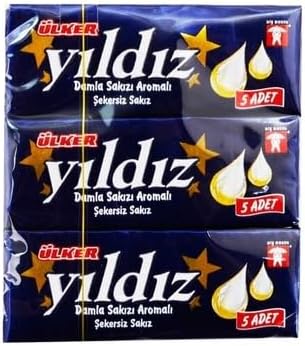 Yıldız Damla Sakızı Aromalı Şekersiz Stick, 7 Gr, 3'lü Paket