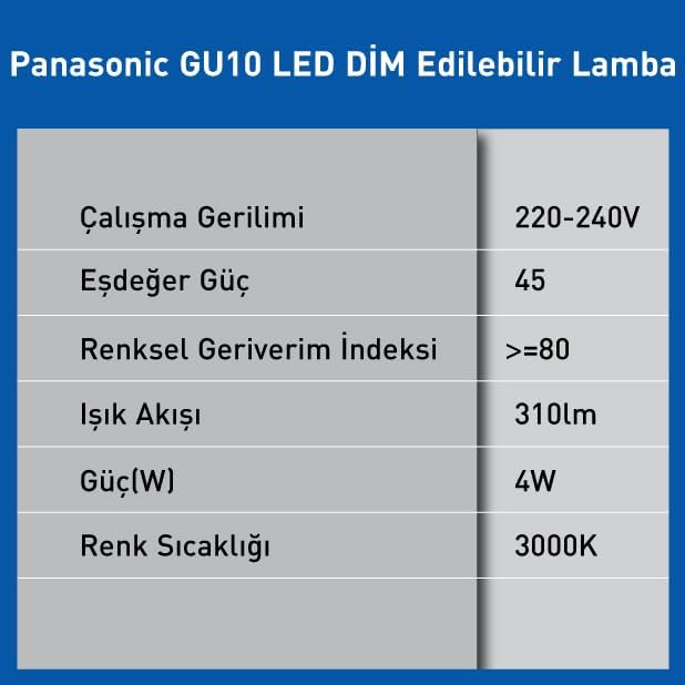 GU10 LED Dim Lamba 4W 310LM 3000K
