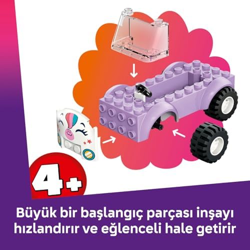 Tek Boynuzlu At Pasta Dağıtım Arabası 42675 – 4 Yaş ve Üzeri Çocuklar için Paisley ve Leo Mini Bebekleri ile Oyuncak Kek İçeren Yaratıcı Oyuncak Yapım Seti, Hediye Fikri (67 Parça)
