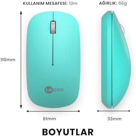 Alternative view of WS214 Kablosuz 1200DPI 3 Tuşlu Sağ ve Sol Elle Kullanıma Uygun 10m Kullanım Mesafesi Yüksek Hızlı Kaydırma Uzun Pil Ömrü iOS Uyumlu Kompakt Optik İzleme Mouse Turkuaz