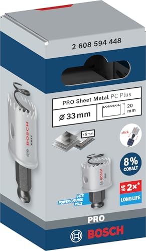 1x PRO Sheet Metal Power Change Plus Delik Açma Testeresi (Paslanmaz Çelik Saclar, Çelik Saclar, Ø 33 mm, Professional Aksesuar Döner Matkap/Vidalamalar, Darbeli Matkap/Vidalama)