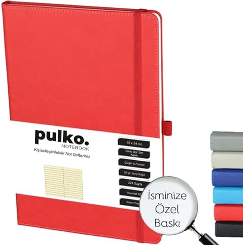 Alternative view of PULKO Notebook Not Defteri, 16X24CM, Termo Deri, 224 Sayfa, Çizgili, 041, Kırmızı