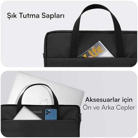 MCE-1511 Eco Çevre Dostu Laptop Çantası, 15.6 inç Bilgisayar Çantası, Kadın ve Erkek Notebook Çantası, YKK Fermuarlı Çantası, İş ve Evrak Çantası, Siyah