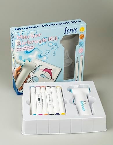 SERVE AIRBRUSH KIT 12 KEÇELİ KALEM İLE BİRLİKTE - Görsel 3