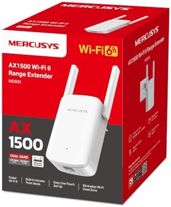 ME60X, AX1500 Çift Bantlı Wi-Fi 6 Menzil Genişletici, 1 Gigabit Bağlantı Noktası ve 2 Harici Anten ile Geniş Bant/Wi-Fi Güçlendirici/Hotspot, Access Point Modu